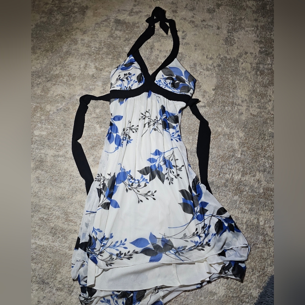Speechless Blue and Black Midi Dress